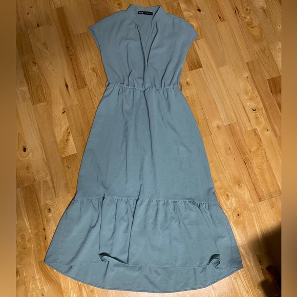 ZARA hi-lo elastic waistline faux wrap top dress - Picture 1 of 9